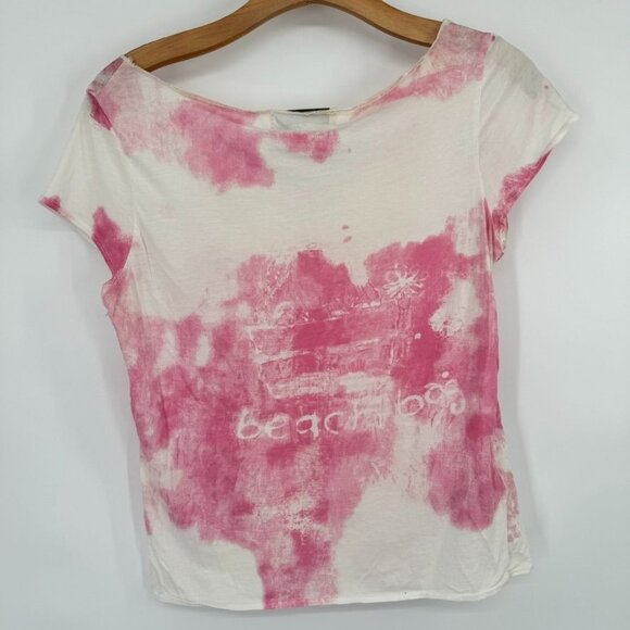 Susan Bristol top Womens size Medium Pink Tie Dye Beach Bag Print T Shirt - Picture 8 of 8